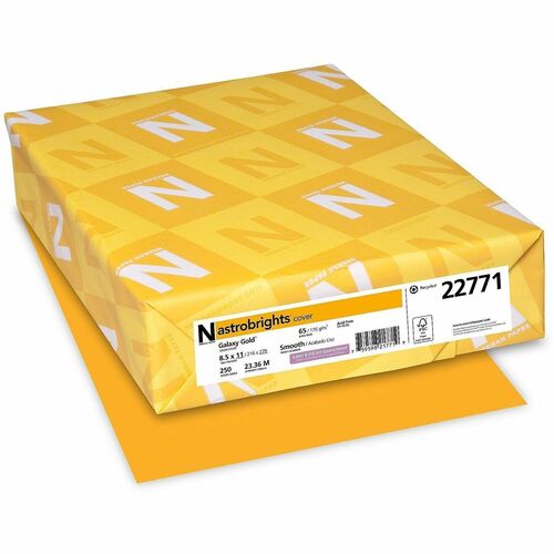 Wausau Papers  Cardstock, 65 lb, 8-1/2"x11", 250/PK, Gold