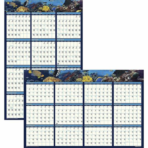 House Of Doolittle  2-Sided Laminated Wall Cal, 12Mths Jan-Dec, 24"x37", Multi-HOD3969