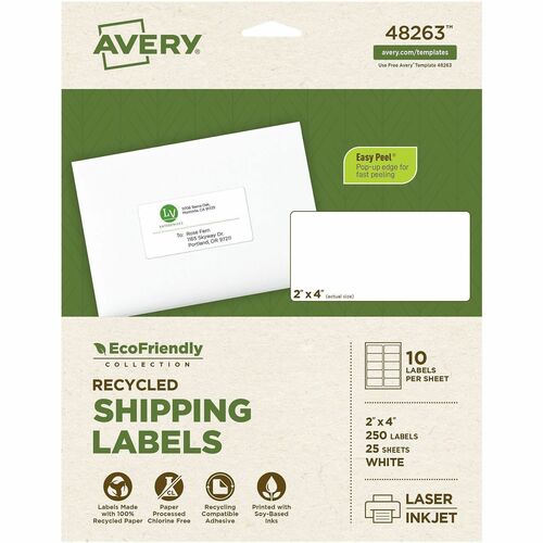 Avery  Labels, Shipping, 2"x4", 250/PK, White