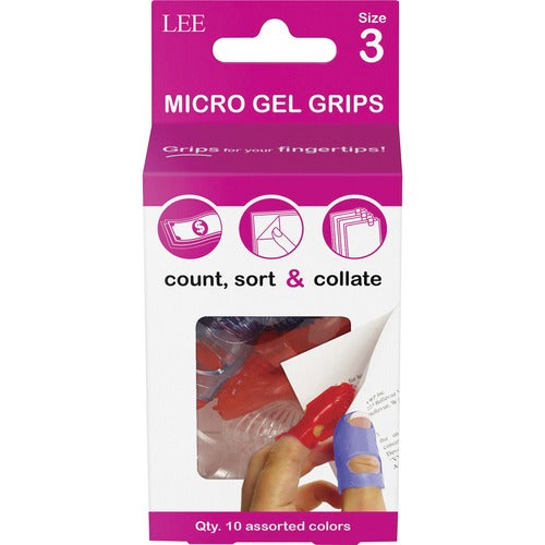 Lee  Fingertip Grips, Micro-Gel, Size 3, 10/PK, Assorted