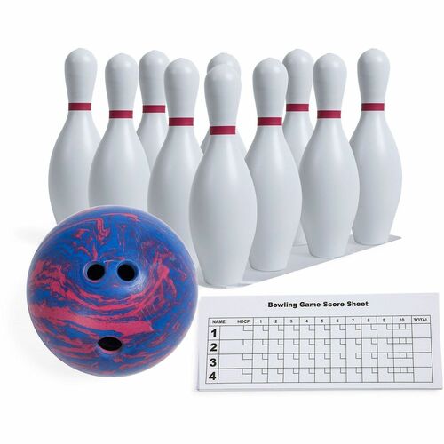 Champion Sports  Plastic Pin Bowling Ball Set, 10Pins/1Ball, White