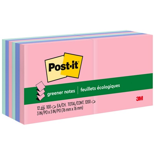3M  Pop-Up Notes, Recycled, 3"x3", 100 Sht/PD,12/PK, Helsinki