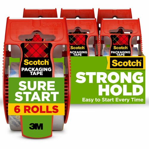 3M  Packing Tape w/Refillable Dispensers, 2"x22.2 Yds.,6/PK,CL