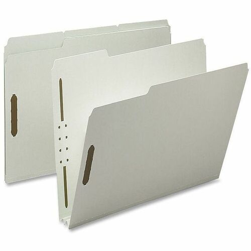Nature Saver  Pressboard Fastener Folder,2 Exp,1/3 Tab,Letter,25/BX,GYGN
