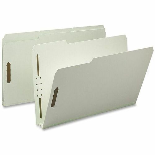 Nature Saver  Pressboard Fastener Folder,2 Exp,1/3 Tab,Legal,25/BX,GYGN
