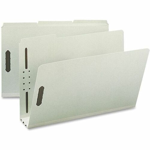 Nature Saver  Pressboard Fastener Folder,3 Exp,1/3 Tab,Legal,25/BX,GYGN