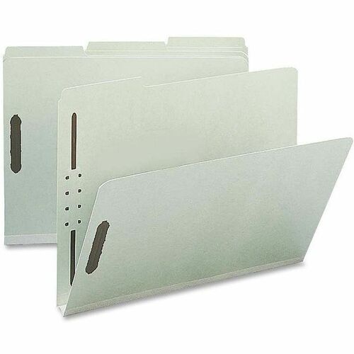 Nature Saver  Pressboard Fastener Folder,1 Exp,1/3 Tab,Letter,25/BX,GYGN