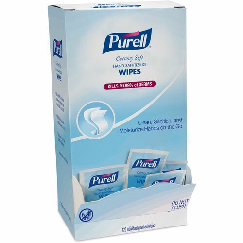 Gojo  Hand Sanitizing Wipes, Single Packets, 120/BX, White-GOJ902712