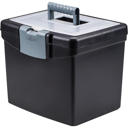 Storex Industries Corporation  Portable Storage Box, Letter, 11"x14-7/8"x12-1/8", Black