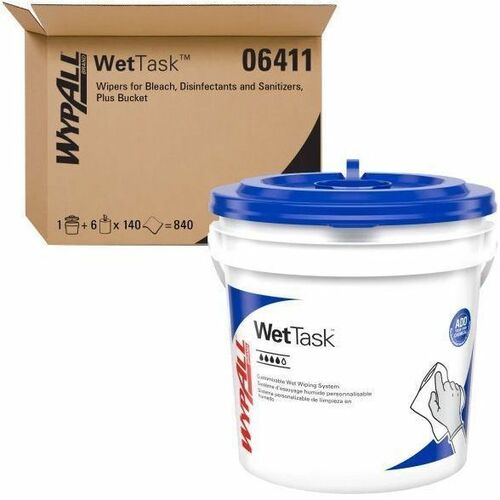 Kimberly-Clark Professional  Wet Wipes,w/Disp Bucket,Sanitizing,12"x6",140SH/RL,6/CT,WE