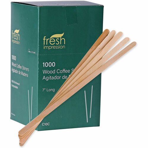 Eco-Products  Stir Sticks, Wooden, 7" long, 1000/PK, Woodgrain-ECONTSTC10C
