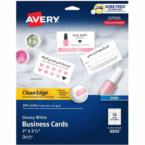 Avery  Business Cards,Inkjet,2-Sided,Glossy,2"x3-1/2",200/PK,WE