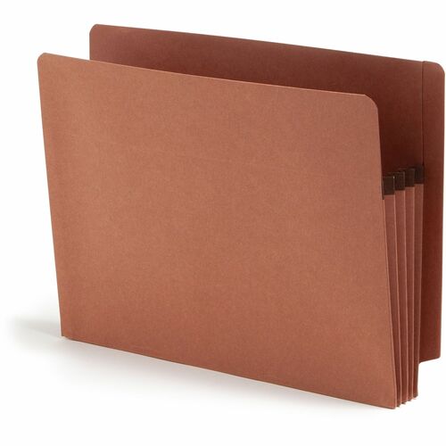 Smead  Pocket End Tab, Recycled, 3-1/2" Exp, Ltr, 25/BX, Redrope