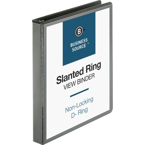 Business Source  D-Ring View Binder, 1" Capacity, 11x8-1/2", Black