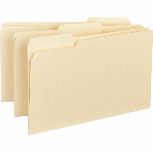 Business Source  Interior File Folders,1/3 Cut Assorted,Legal,100/BX,Manila