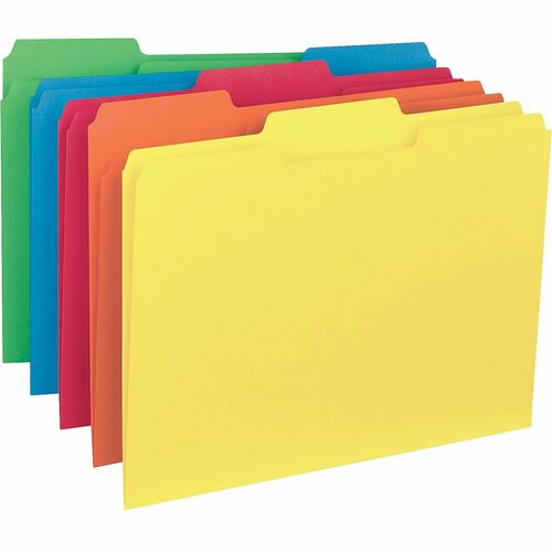 Business Source  File Folder, Interior, Ltr, 1/3" Cut, 100/BX, AST