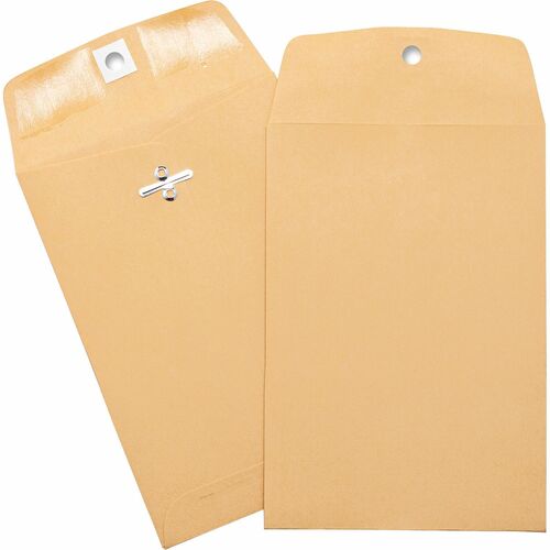 Business Source  Envelopes w/Clasp,Hvy-duty,5"x7-1/2",100/BX,Brown Kraft