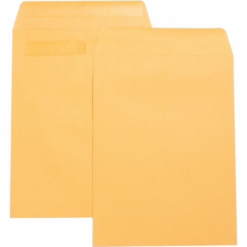Business Source  Press/Seal Catalog Envelopes,Plain,9"x12",100/BX,Kraft