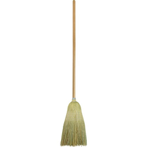 Genuine Joe  Broom, Wood handle, 11"W, 56" Handle, Black/Natural-GJO58563