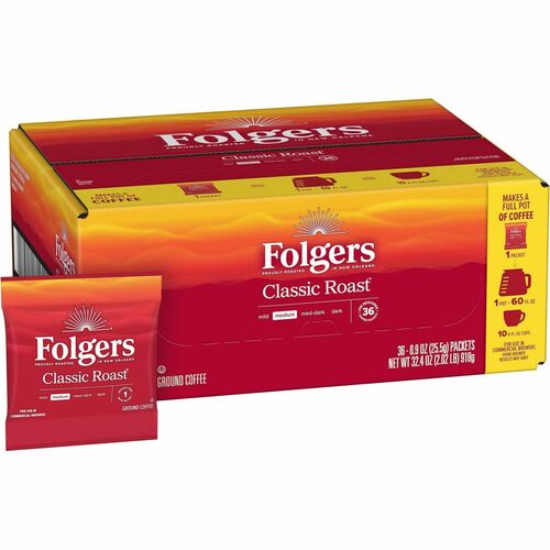 Folgers  Folgers Classic Roast, 0.9oz, 36/CT, Dark Brown-FOL06125