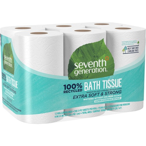 Seventh Generation  Bathroom Tissue, Recycled, 2-Ply, 240 Shts, 12 RL/PK, White