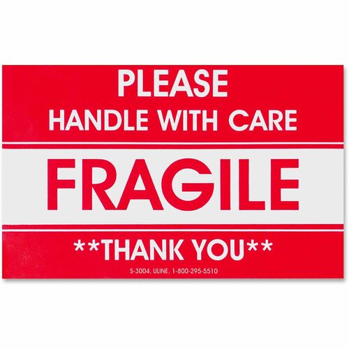 Tatco  Shipping Label, Fragile, 3"x5", 500/RL, Red/White