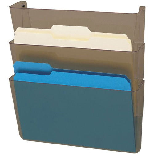 Deflecto  Wall Files, w/ Hardware, Ltr, 3-Pocket, 13"x4"x7", Smoke