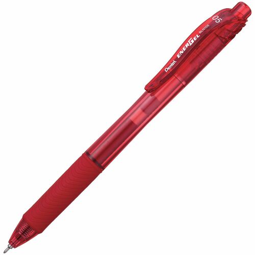 Pentel  Gel Pen, Retractable, .5mm, Needle Fine Tip, Red Ink