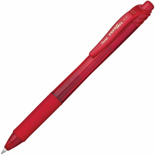 Pentel  Gel Pen, Retractable, .7mm, Med Point,Metal Tip, RD