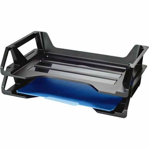 Officemate  Side Load Tray, Stackable, Ltr, 2/PK, Black