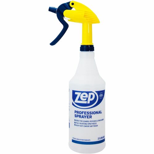 Zep Commercial  Sprayer Bottle, Adjustable Nozzle, 32 oz., White/Yellow