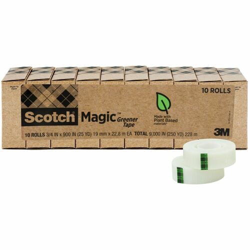 3M  Tape, Eco-Friendly, 1" Core 3/4"x900", 10rolls/PK, Clear