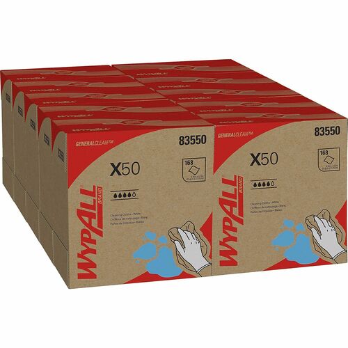 Kimberly-Clark Professional  Wypall X50 Wipers Pop-Up Box, 168/BX, 10BX/CT, White
