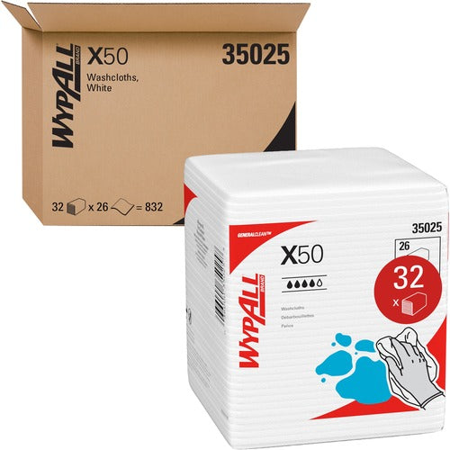 Kimberly-Clark Professional  Wipers, X50, Quarterfold, 10"x12.5", 26/PK, 32PK/CT, White