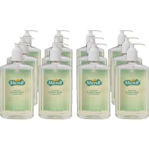 Gojo  Hand Soap, Lotion, Antimicrobial, 12oz Pump, 12/CT, Clear-GOJ975912