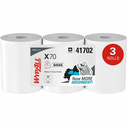 Kimberly-Clark Professional  Wipers,X70,9.8"x12.2",276 Sheets/Roll,3/CT,White