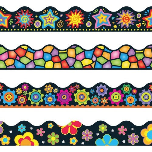Trend Enterprises  Trimmers, Brights on Black, 156', AST