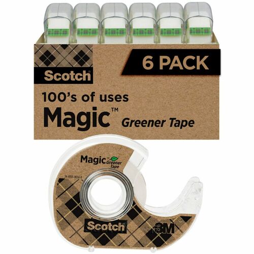 3M  Magic Tape, Dispenser,Eco-Friendly,3/4"x600", 6rolls/PK, CL