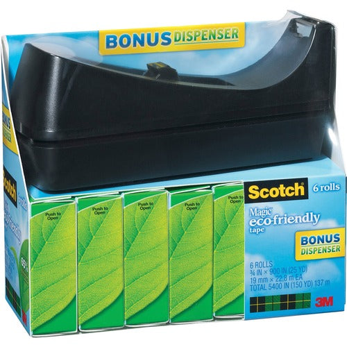 3M  Magic Tape, w/ Dispenser, 3/4"x900", 6rolls/PK, Clear