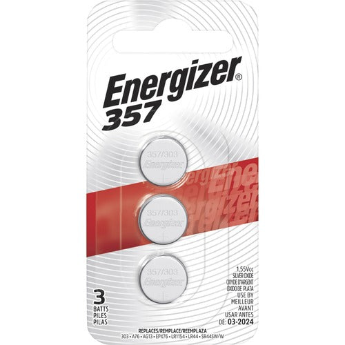 Eveready Battery Co Inc  Batteries, f/Watch/Calculator, 1.5 Volt, 3/PK, Red/Black-EVE357BPZ3