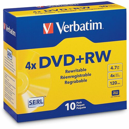 Verbatim  DVD+RW, 4.7GB, 1X-4X Recording Speed, 10/PK