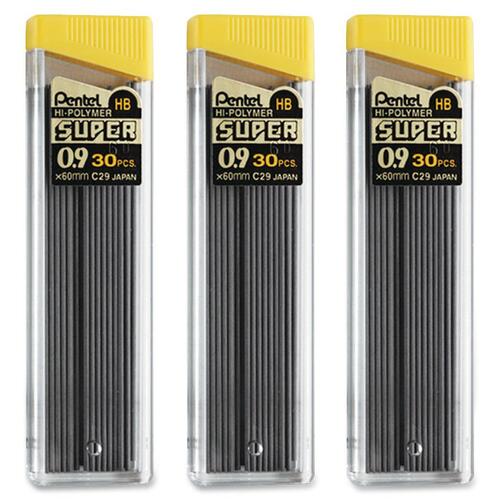 Pentel  Hi-Polymer Lead, .9mm HB, 30/TB, 1TB/PK, Black