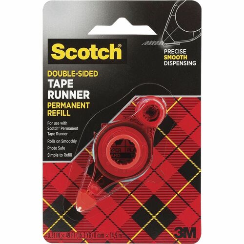 3M  Tape Refill, f/Double-sided Runner,.31"x49", Clear