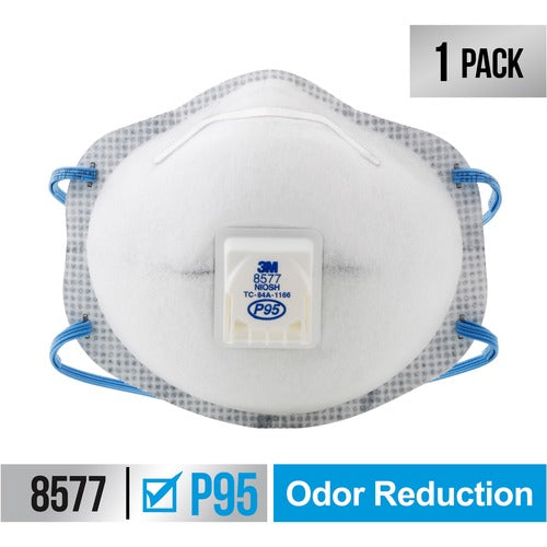 3M  Disposable Respirator, Cool Flow Valve, P95 Rating, White