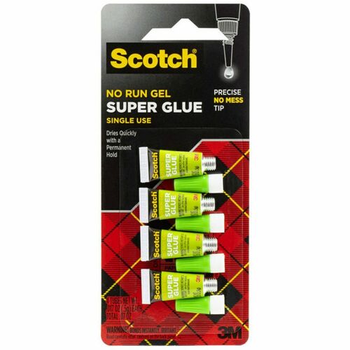 3M  Super Glue, No-Run, 1/2Gram, 4/PK, Clear