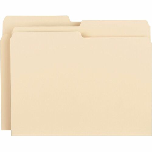 Business Source  File Folder, 11 pt, 1/2 Cut Ast Tabs, Letter, 100/BX, Manila