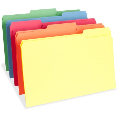 Business Source  File Folders, Legal,11PT, 1/3 Cut, 1" Exp,100/BX, AST