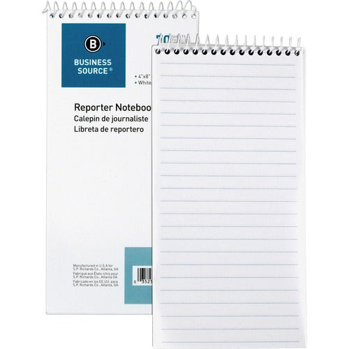 Business Source  Reporter's Pocket Notebook, Ruled, Spiral, 4"x8", 70 Shts,WE