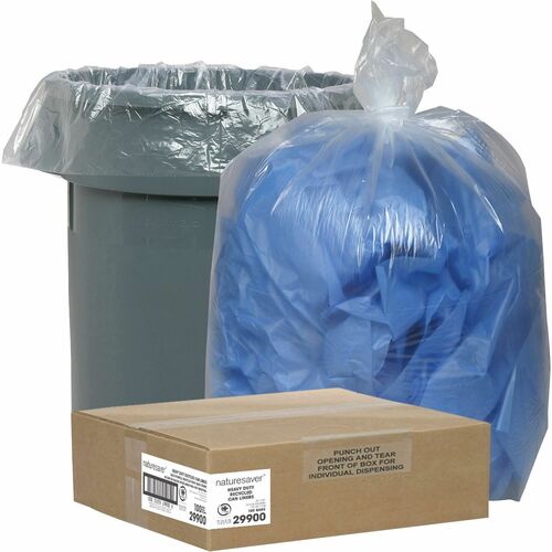 Nature Saver  Trash Can Liners,Rcycld,33 Gal,1.25mil, 33"x39",100/CT,CL