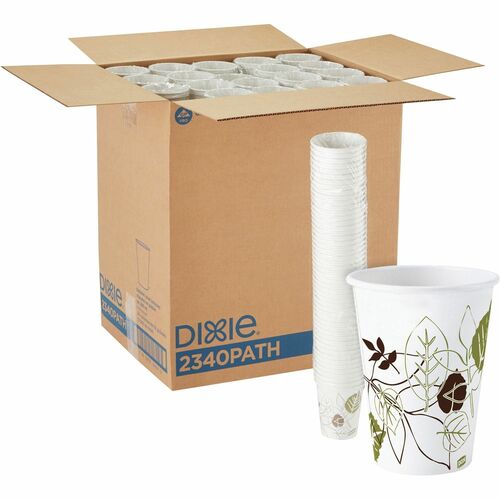 Dixie Foods  Hot Cups, Polylined, 10oz, 1000/CT, Pathways/White-DXE2340PATHCT